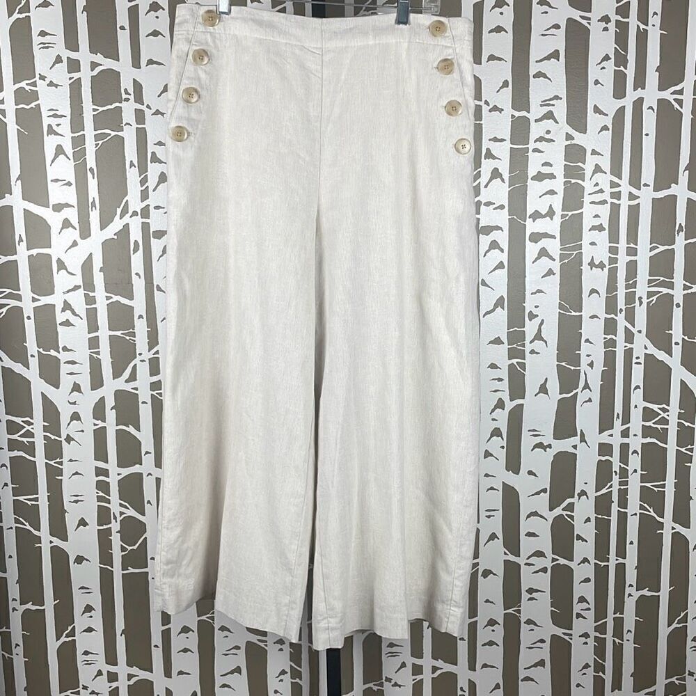 Ann Taylor The Easy Crop Linen High Rise Wide Leg Pants NEW 12